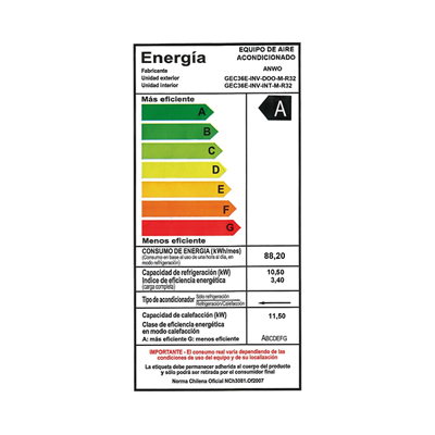 EAA. CASSETTE FRIO/CALOR 36.000 BTUH MONOFASICO INVERTER R32